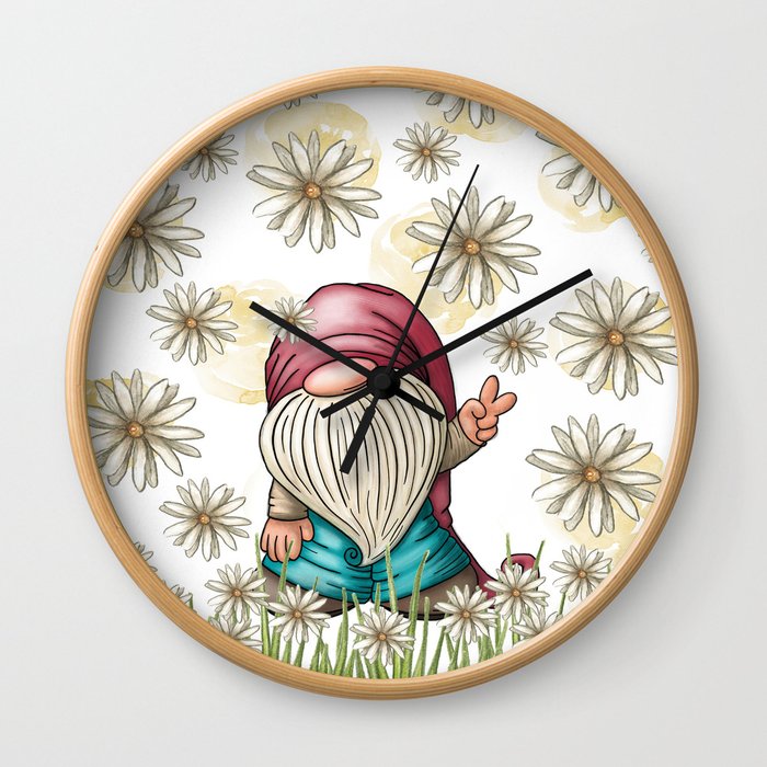 Hippie Gnome Wall Clock