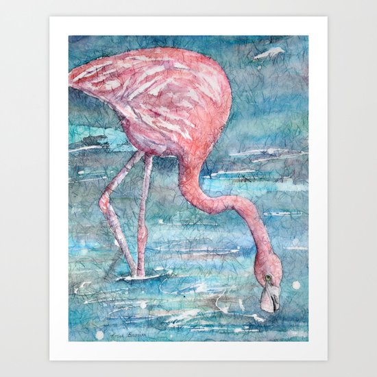 Batik Flamingo Bird Art Print