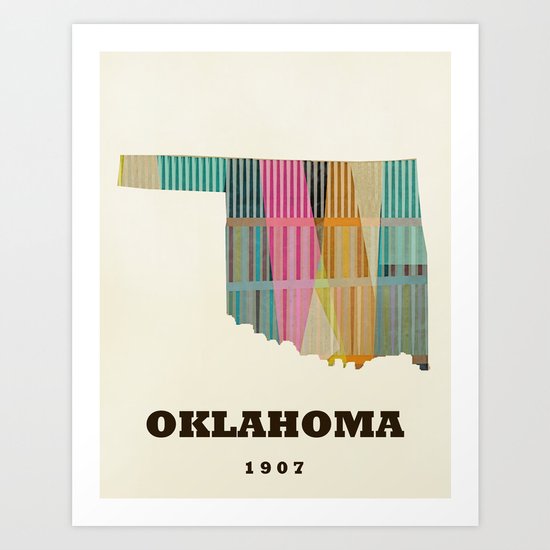 Oklahoma state map modern Art Print