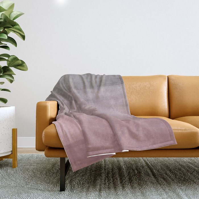 Long Day's End 32 - Abstract Modern - Blush Rose Pink Gray Throw Blanket