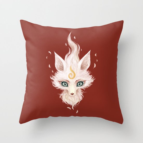 White Fox Throw Pillow