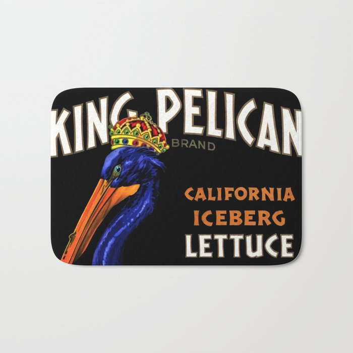 King Pelican blue brand California Iceberg Lettuce vintage label advertising poster / posters Bath Mat