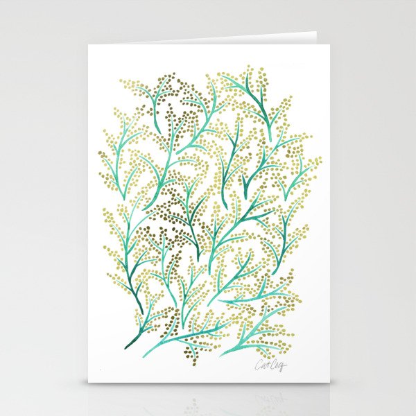 Green & Gold Branches Stationery Cards