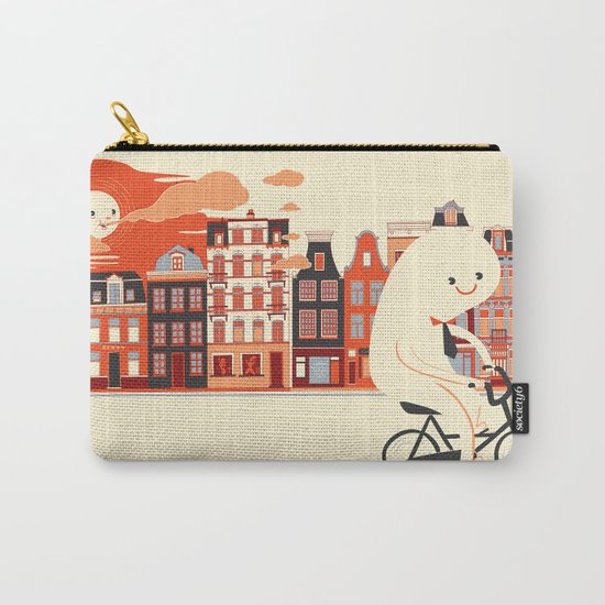 Happy Ghost Biking Through Amsterdam Carry-All Pouch