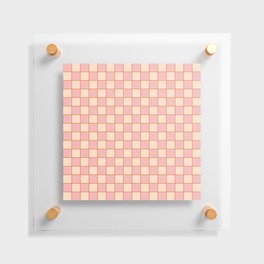 Retro Check Grid Pattern Pink Orange Cream Floating Acrylic Print