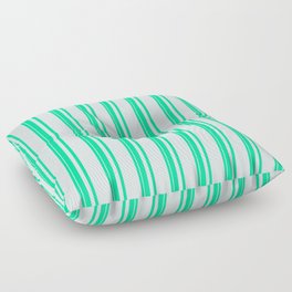[ Thumbnail: Green & Light Cyan Colored Lines Pattern Floor Pillow ]