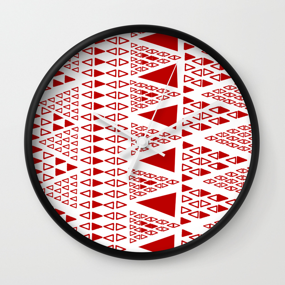 Zig Zag Pattern Brick Red Wall Clock By Mrps Society6