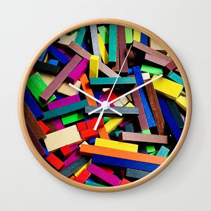 Assorted Wooden Blocks Wall Clock