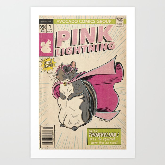 Little Thumbelina Girl: Pink Lightning Art Print