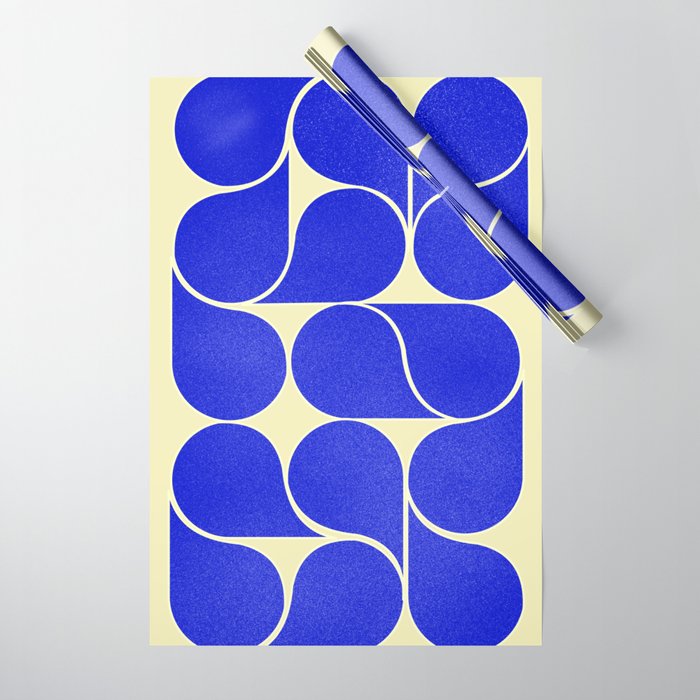 Blue mid-century shapes no8 Wrapping Paper