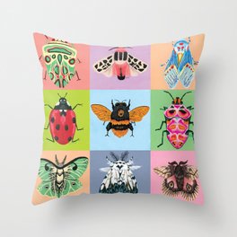 Tiled Bug Print Throw Pillow