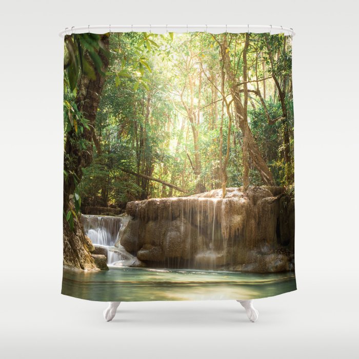 Brazil Photography - Tiny Waterfall Going Into A Pond Under The Sunlight Shower Curtain