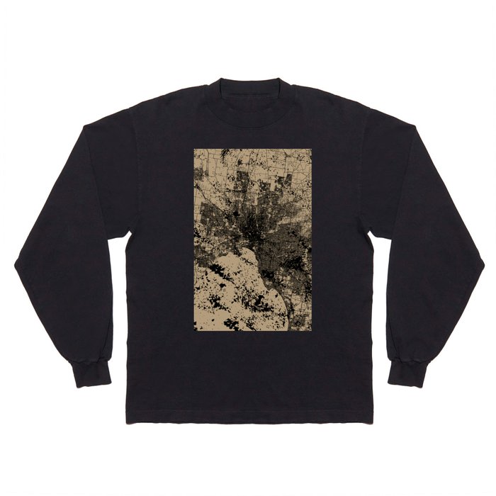 Melbourne- Australia - Grunge Map Design Long Sleeve T Shirt