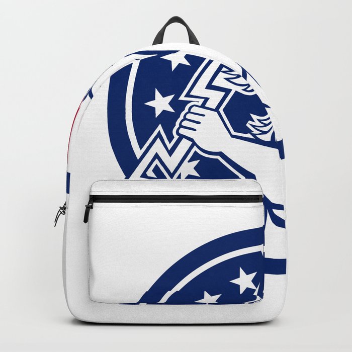 Zeus With Thunderbolt USA Flag Icon Backpack