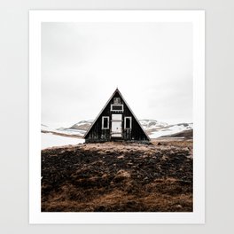 Simple A-Frame Cabin in Iceland Art Print