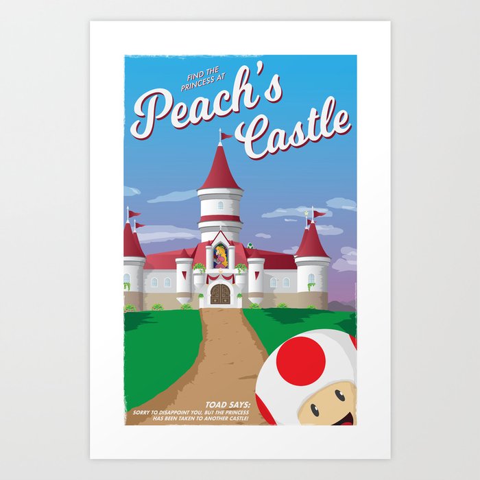 Peach S Castle Super Mario Travel Poster Art Print By Free Dlc Society6