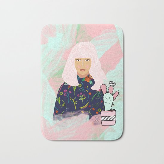 Pink Hair Don't Care I Bath Mat