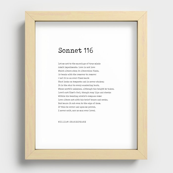 Sonnet 116 - William Shakespeare Poem - Literature - Typewriter Print 2 Recessed Framed Print