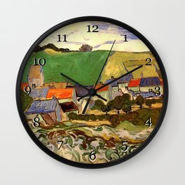 View of Auvers, Vincent van Gogh. Wall Clock