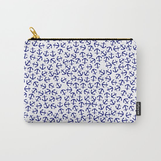 Maritime Anchors pattern- blue anchor on white background #Society6 Carry-All Pouch