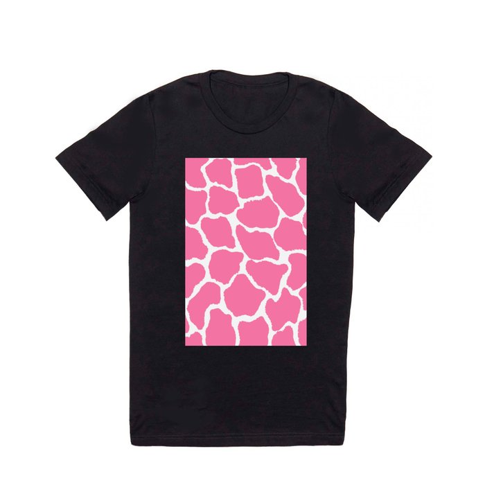 Trendy Abstract Girly Pink White Giraffe Animal Print T Shirt