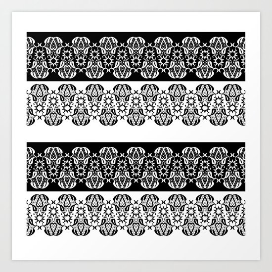 Black and white lace pattern . Art Print