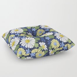 Daisies - Blue and Yellow Floor Pillow