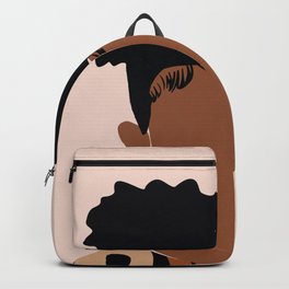 Two Puffs Backpack | Flatillustration, Blackwoman, Blackboy, Blackman, Afro, Contemporary, Minimalism, Terracotta, Blackhair, Classroom 