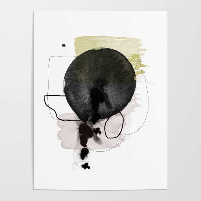 Neutral Colors Minimalistic Line Art Abstract Painting Poster