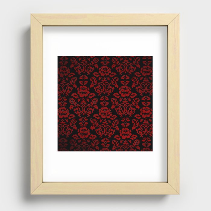 Red and Black Damask Recessed Framed Print