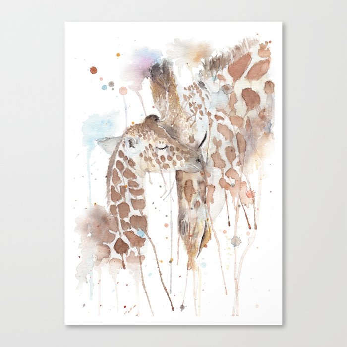 Watercolor Painting Of Picture Mother And Son Canvas Print By