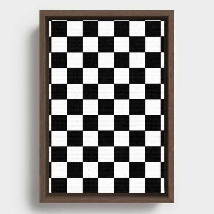 White and Black Checker Pattern  Framed Canvas