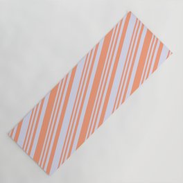 [ Thumbnail: Light Salmon and Lavender Colored Lined/Striped Pattern Yoga Mat ]
