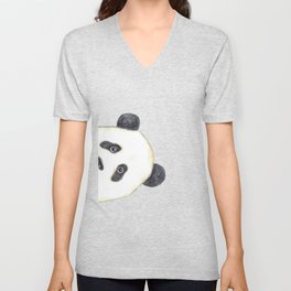 Panda peeking Painting Wall Poster Watercolor V Neck T Shirt