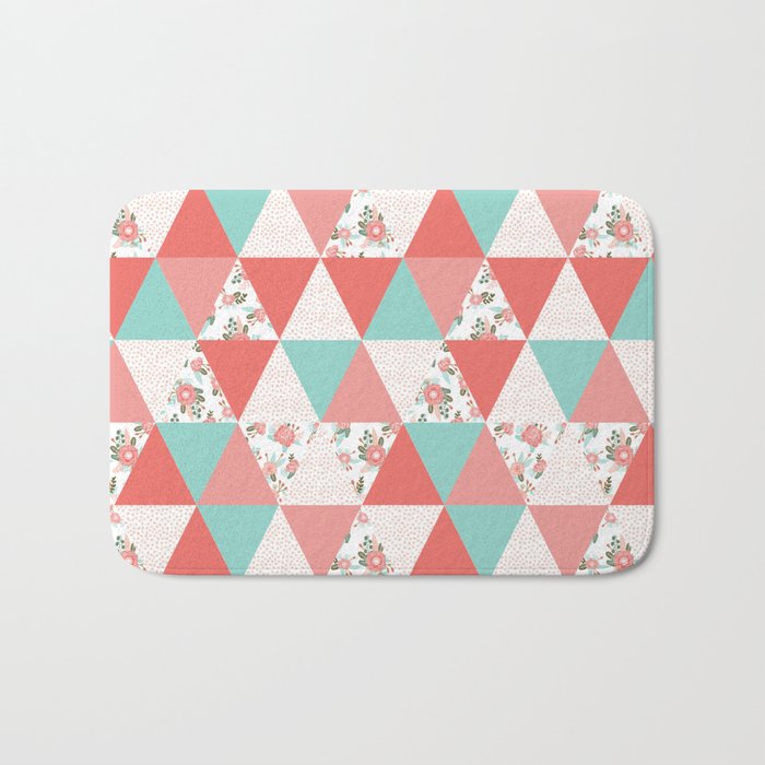 Triangle quilt pattern cute florals dots cheater quilt blanket quilter must have cute baby shower  Bath Mat