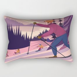 Skiing Vintage Poster Rectangular Pillow
