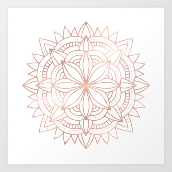 Mandala Rose Gold Pink Shine Art Print
