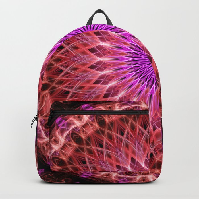 Glowing pink and red mandala Backpack
