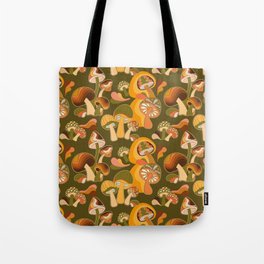70s Mushroom, Retro Pattern Tote Bag