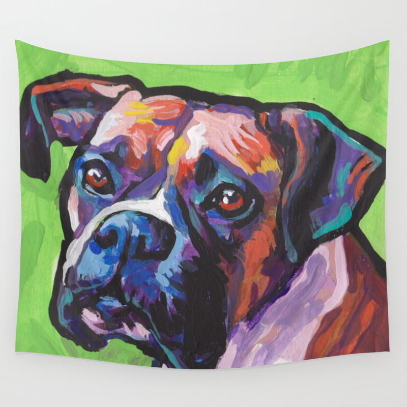 Fun Boxer Dog Bright Colorful Pop Art Painting By Lea Wall