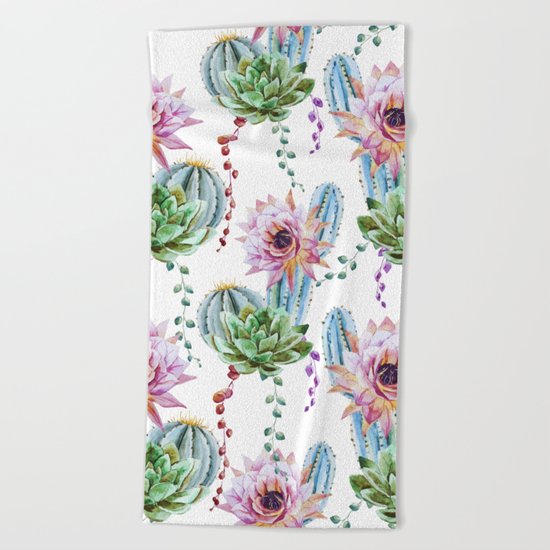 Cactus Pattern 08 Beach Towel