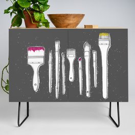 Paintbrushes with bright paint Credenza