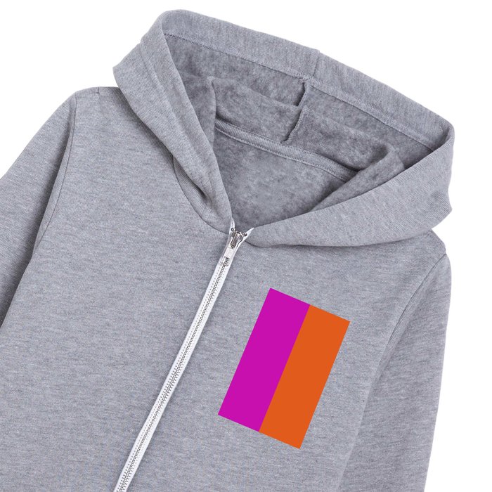 Bright Fuchsia Pink Orange Color Block Kids Zip Hoodie by One