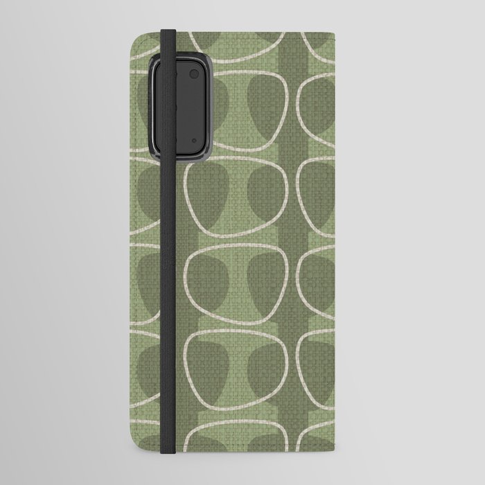 Mid Century Modern Abstract Ovals in Sage Green and Cream Android Wallet Case