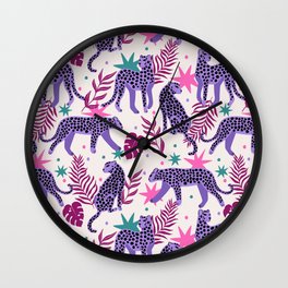 Jungle Cheetah - Pink Purple Wall Clock