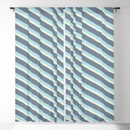 [ Thumbnail: Powder Blue, Beige & Slate Gray Colored Stripes/Lines Pattern Blackout Curtain ]
