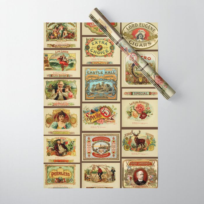 Vintage cigar box labels Wrapping Paper