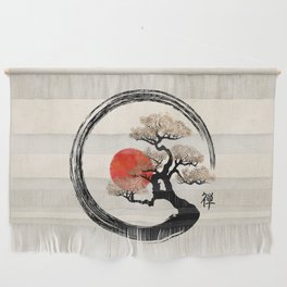 Enso Circle and Bonsai Tree on Canvas Wall Hanging