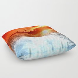 Ocean Waves Sunrise Floor Pillow