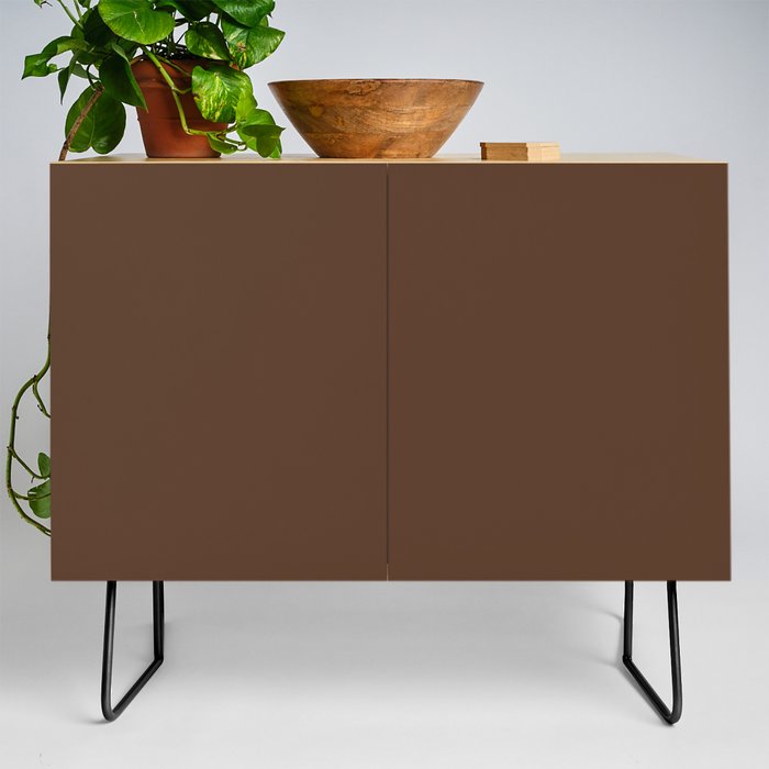 NUT BROWN SOLID COLOR. Rich Chocolate Bronze Plain Pattern  Credenza